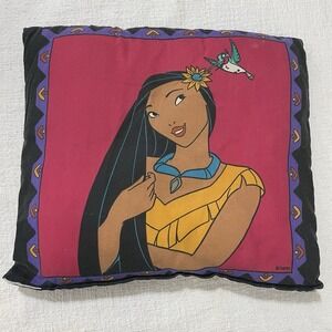 Vintage Pocahontas Pillow Rare Throw Decorative Disney 90s 16" x 16" Colorful